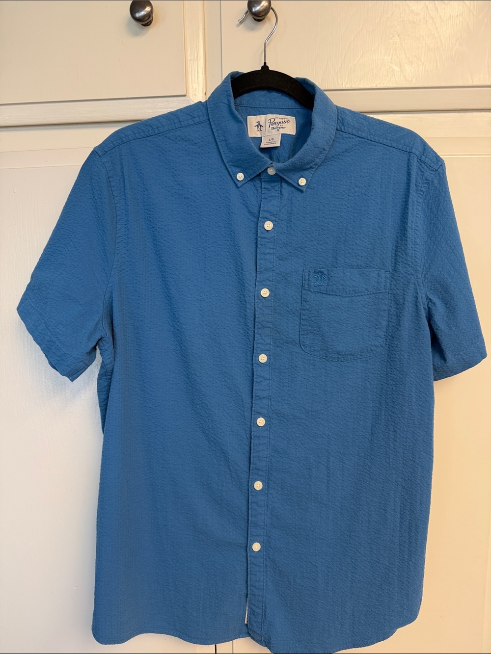 Original Penguin Sea Blue Short-Sleeve Button-Down Shirt